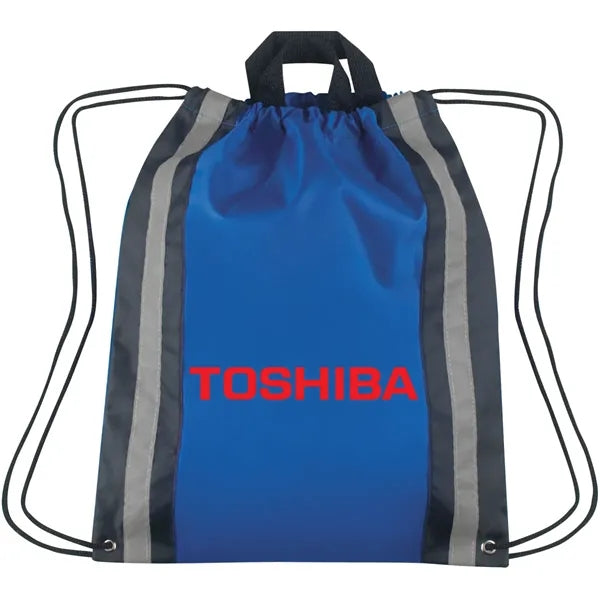 Vertical Reflective Drawstring Backpack Tote