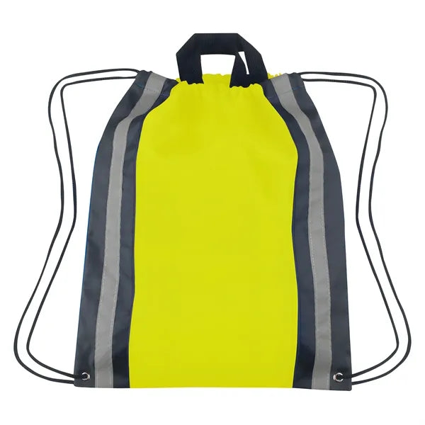 Vertical Reflective Drawstring Backpack Tote