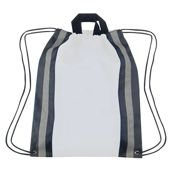 Vertical Reflective Drawstring Backpack Tote