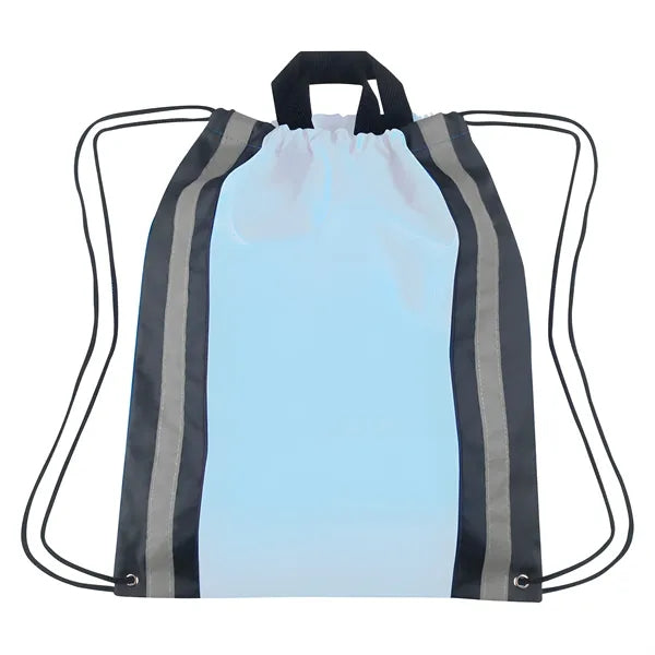 Vertical Reflective Drawstring Backpack Tote