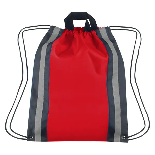 Vertical Reflective Drawstring Backpack Tote