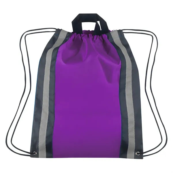 Vertical Reflective Drawstring Backpack Tote