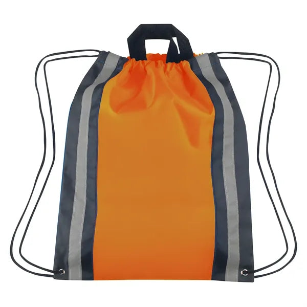 Vertical Reflective Drawstring Backpack Tote