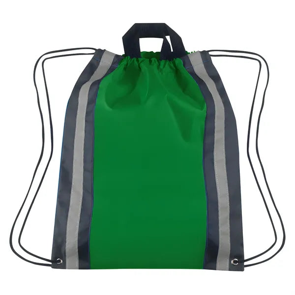 Vertical Reflective Drawstring Backpack Tote
