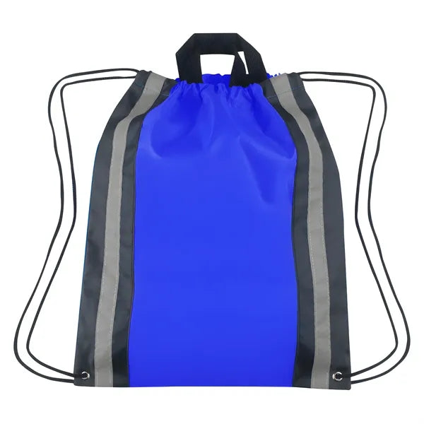 Vertical Reflective Drawstring Backpack Tote