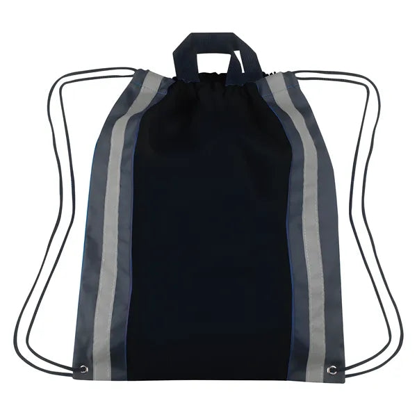 Vertical Reflective Drawstring Backpack Tote