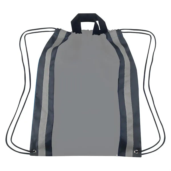 Vertical Reflective Drawstring Backpack Tote