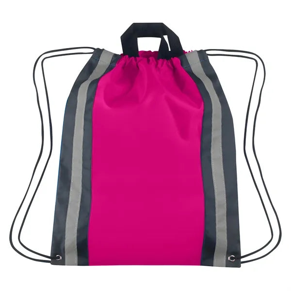Vertical Reflective Drawstring Backpack Tote