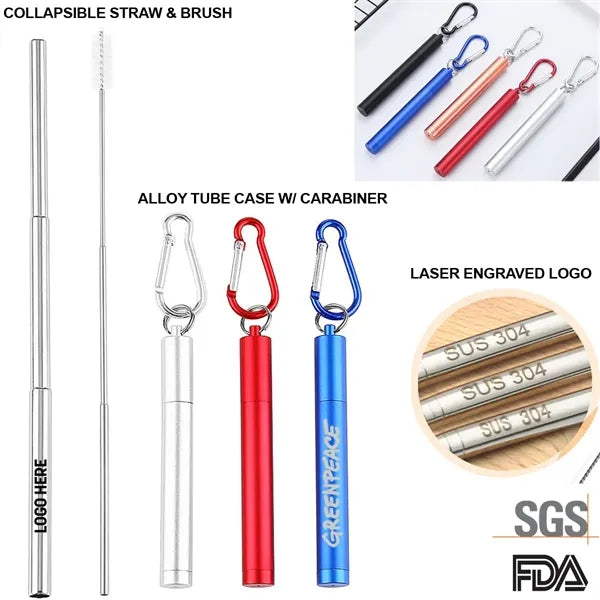 PocketSip Collapsible Stainless Straw Kit