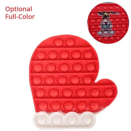 Santa Glove Pop It Fidget Toy - Optional Full-Color