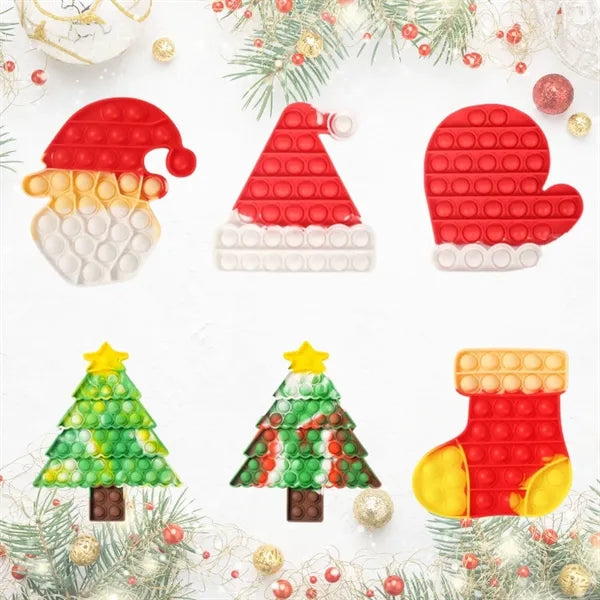 Santa Glove Pop It Fidget Toy - Optional Full-Color