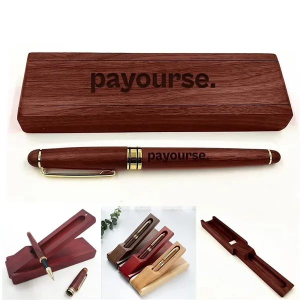 GreenGift - EcoLuxe Rosewood Roller Pen Set
