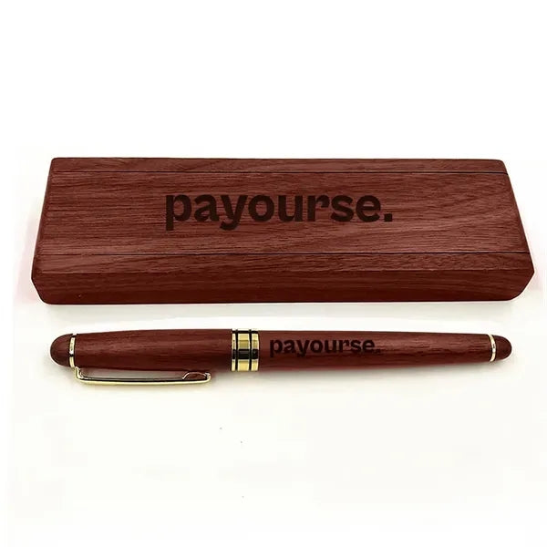 GreenGift - EcoLuxe Rosewood Roller Pen Set