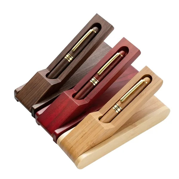 GreenGift - EcoLuxe Rosewood Roller Pen Set