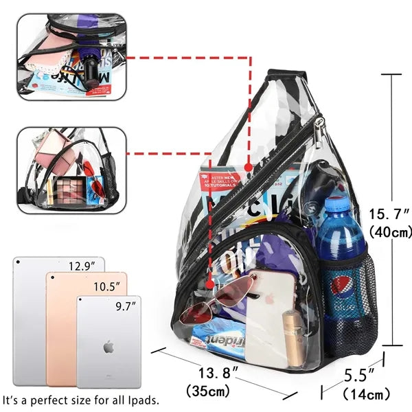 Clear PVC Sling Bag Stadium Approved Crossbody Pack