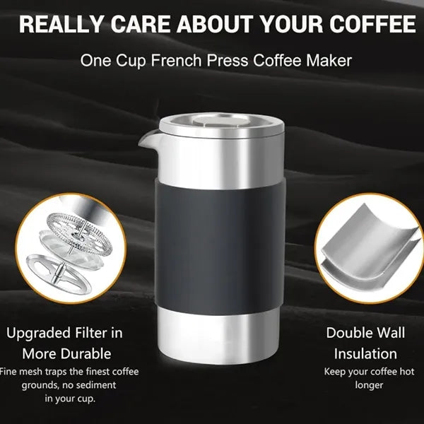 Stainless Steel Press Coffee & Tea Maker w/ Silicone Grip