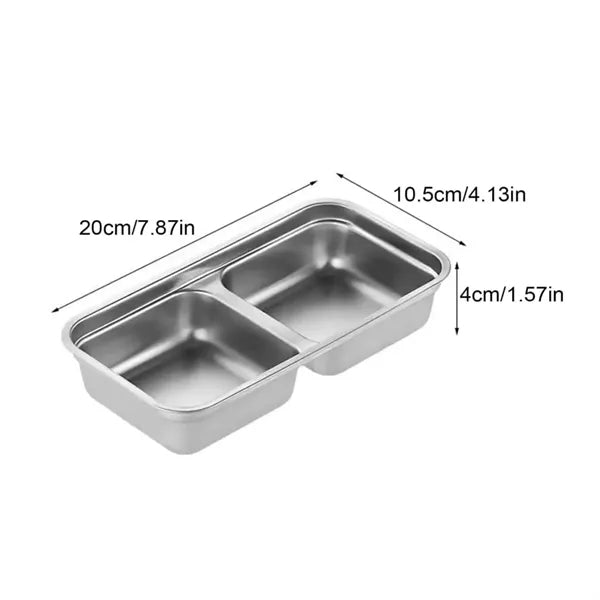 2-Compartment 304 Stainless Steel Container w/ Sealing Lid