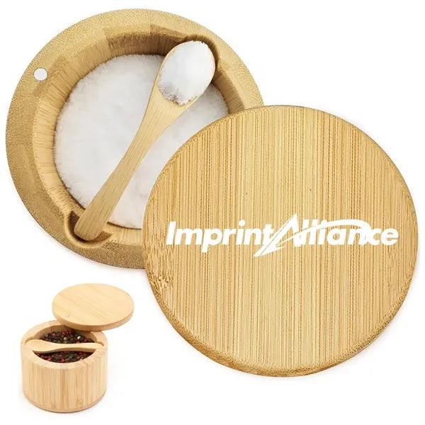Bamboo Cellar Set w/ Magnetic Swivel Lids & Serving Spoons