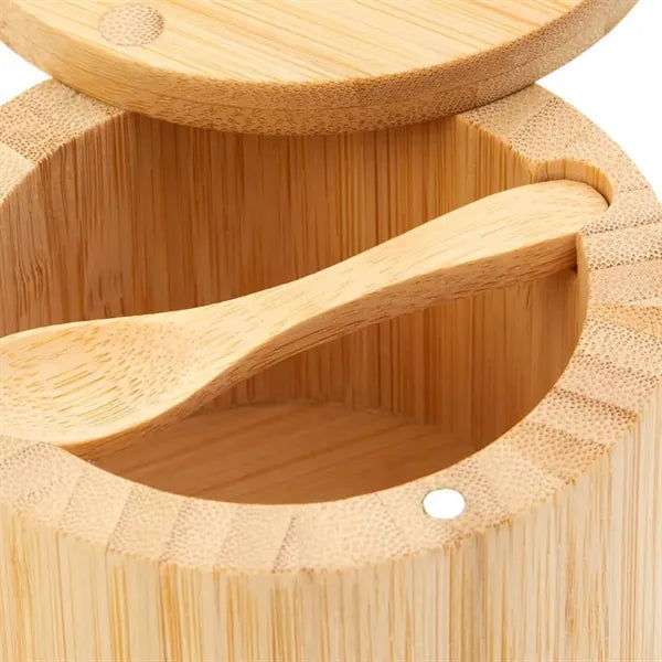 Bamboo Cellar Set w/ Magnetic Swivel Lids & Serving Spoons