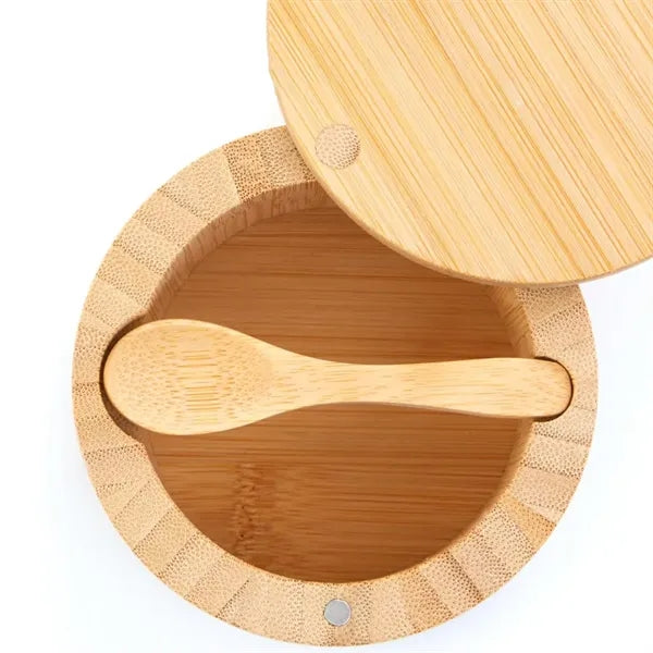 Bamboo Cellar Set w/ Magnetic Swivel Lids & Serving Spoons