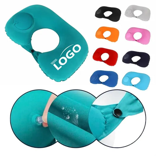 Logo Press Inflatable Portable Outdoor Neck Pillow