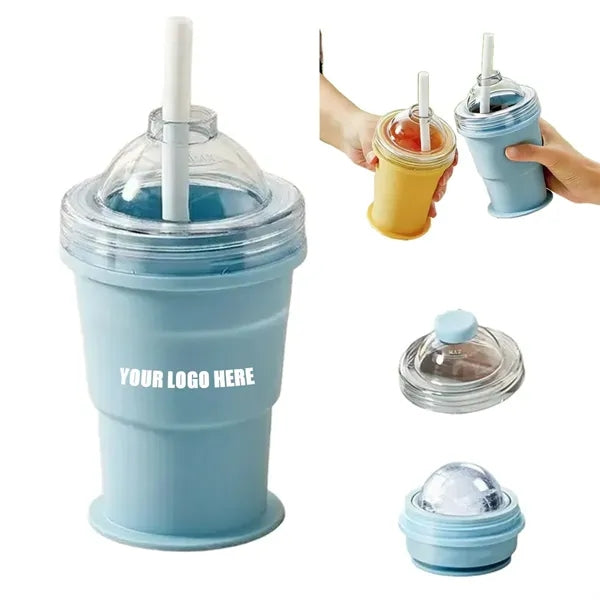 Silicone Folding Cup With Straw