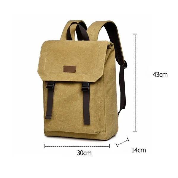 Multi-Pocket Canvas Backpack