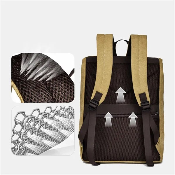 Multi-Pocket Canvas Backpack