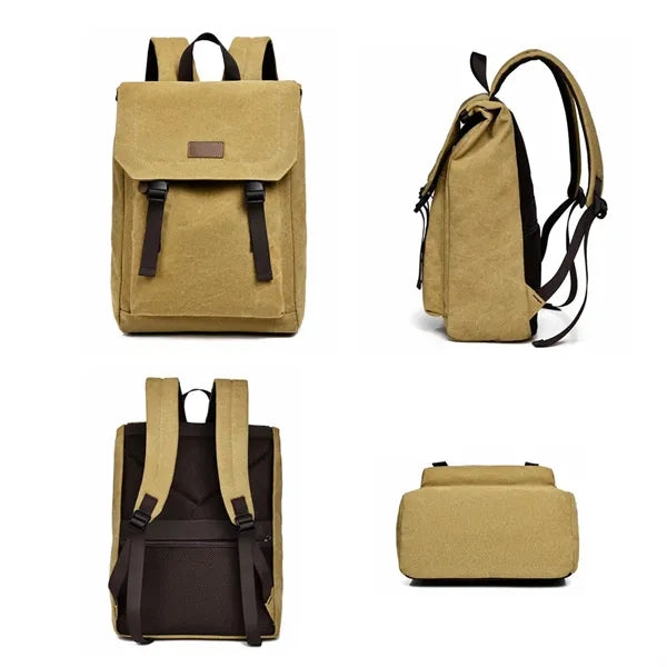 Multi-Pocket Canvas Backpack