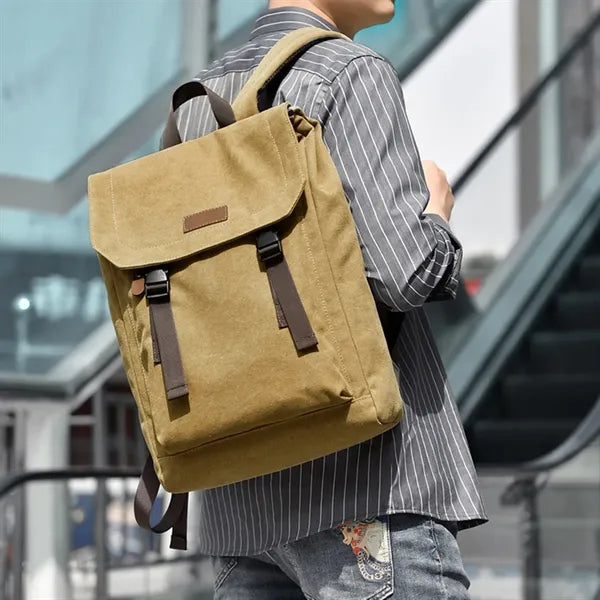 Multi-Pocket Canvas Backpack