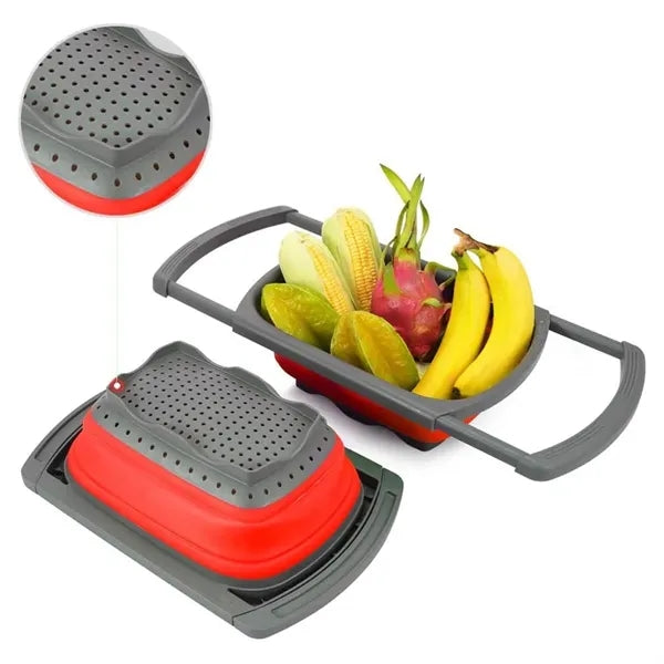 Collapsible Over-the-Sink Colander&Strainer Basket w/Handles