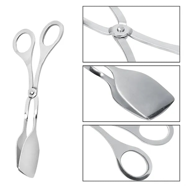 Stainless Steel Scissor-Style Flat Serving Tongs&Buffet Clip