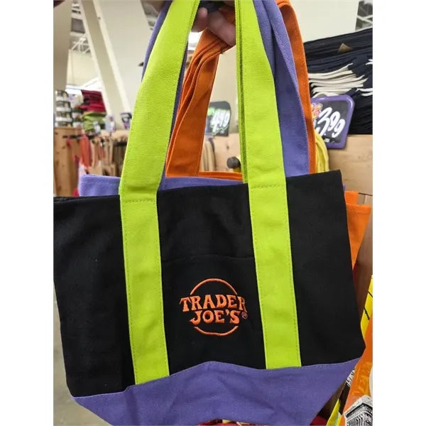 Canvas Tote Bag with Pockets 13" x 11" x 6"