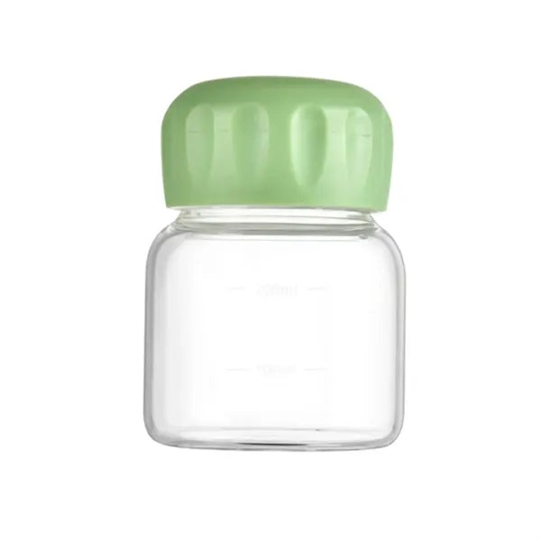 10oz Mini Glass Water Bottle with Scale and Leakproof Lid