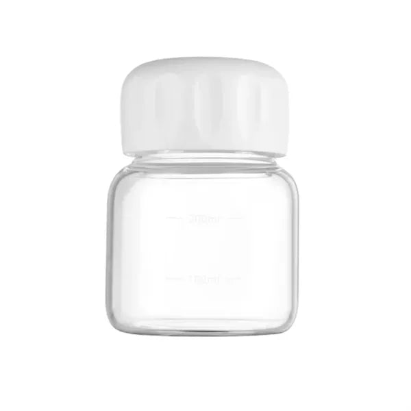 10oz Mini Glass Water Bottle with Scale and Leakproof Lid