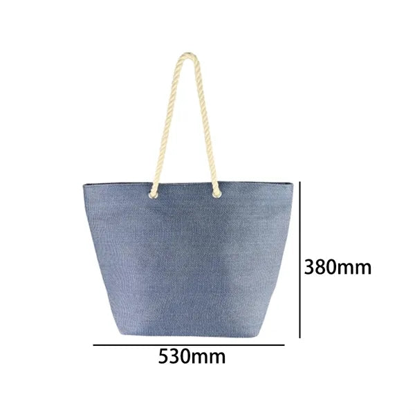 Denim Canvas Tote Bag with Cotton Rope Handles