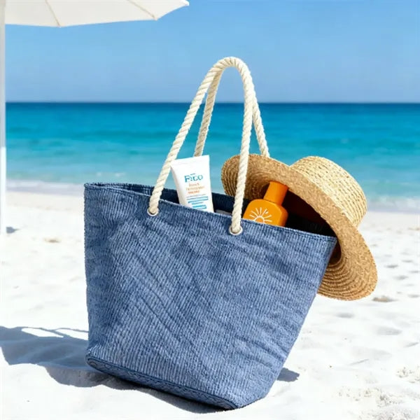Denim Canvas Tote Bag with Cotton Rope Handles
