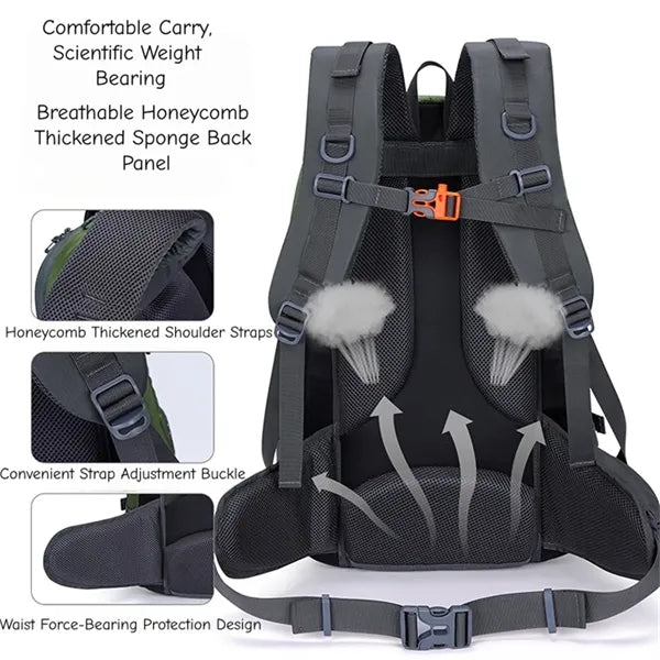 40L Water Resistant Hiking Backpack with Padded Straps