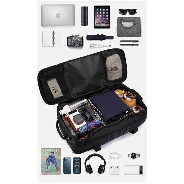 80L Wheeled Tactical Travel Backpack Multiple Compartments
