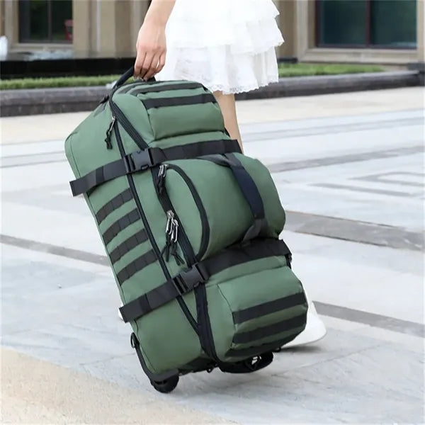 80L Wheeled Tactical Travel Backpack Multiple Compartments