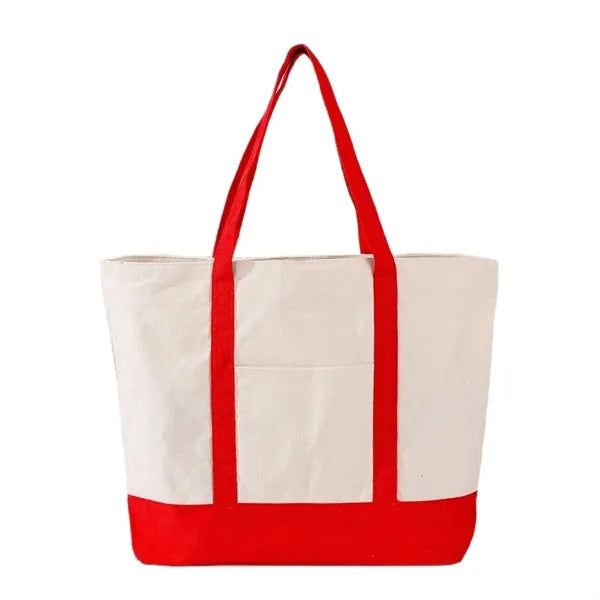 3 Pockets Cotton Boat Tote 18x14x4"