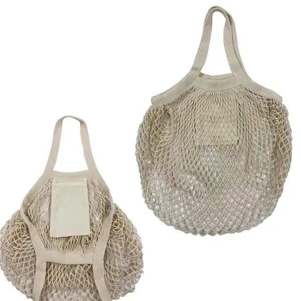 Cotton Canvas Mesh Market Tote Bag