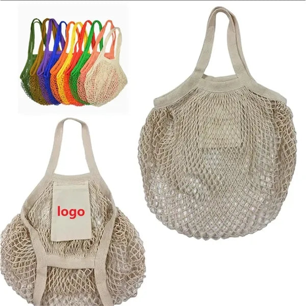 Cotton Canvas Mesh Market Tote Bag