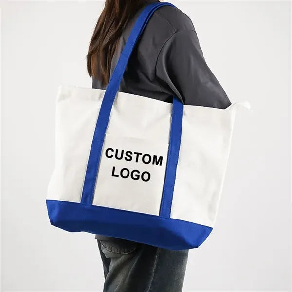 Canvas Boat Tote Bag with Front Pocket