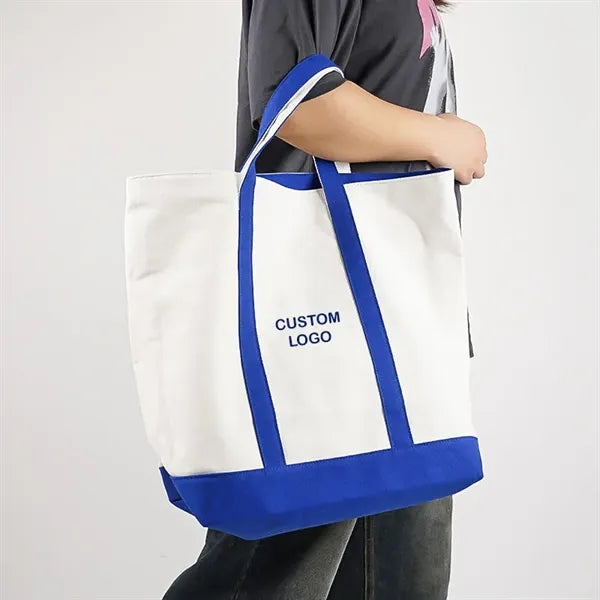 Canvas Boat Tote Bag with Front Pocket