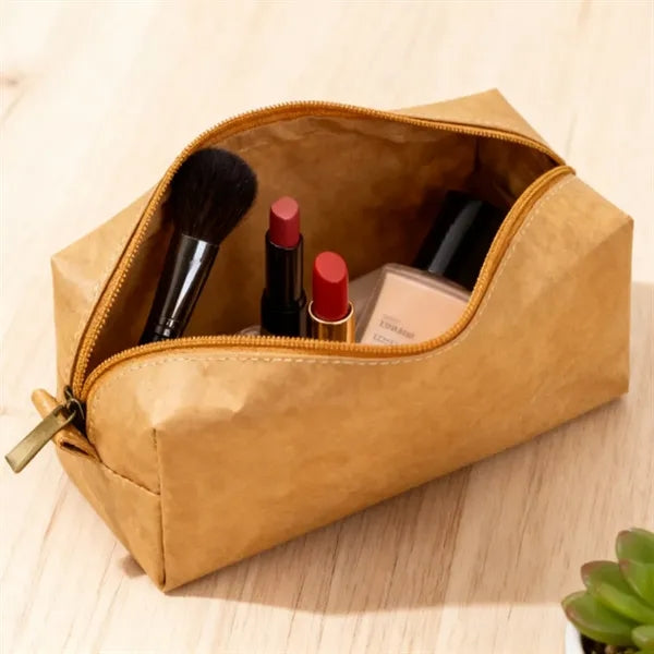 Eco Tyvek Paper Cosmetic Bag with Zipper Closure