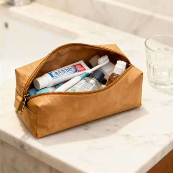 Eco Tyvek Paper Cosmetic Bag with Zipper Closure
