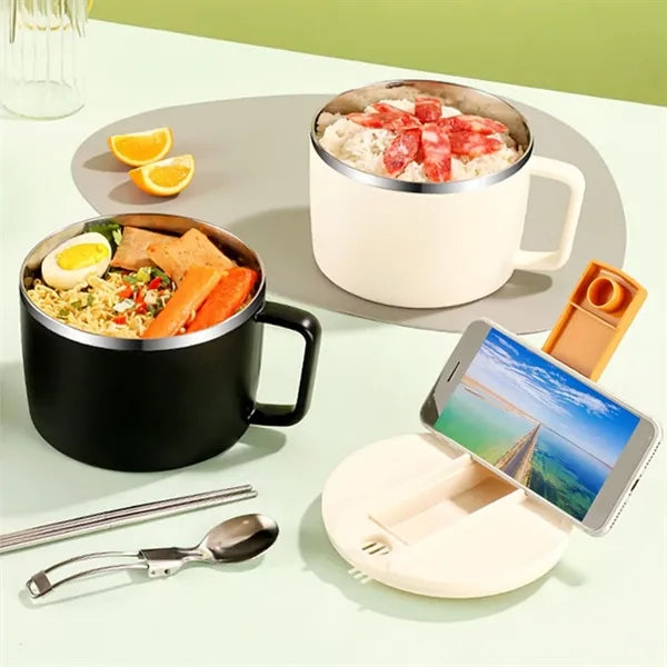 304 Stainless Steel Insulated Noodle Bowl With Lid