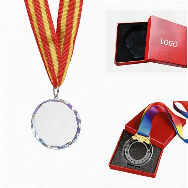 Glass Medal with Ribbon
