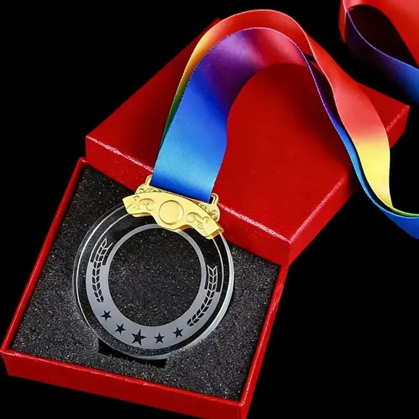 Glass Medal with Ribbon